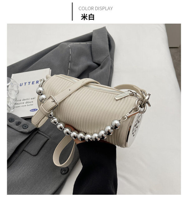 Wholesale factory custom oem odm pearl chain cylinder new fashion diamond shoulder mobile phone bag sling bag women's handbag - Image 3