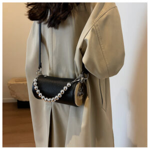 Wholesale factory custom oem odm pearl chain cylinder new fashion diamond shoulder mobile phone bag sling bag women's handbag